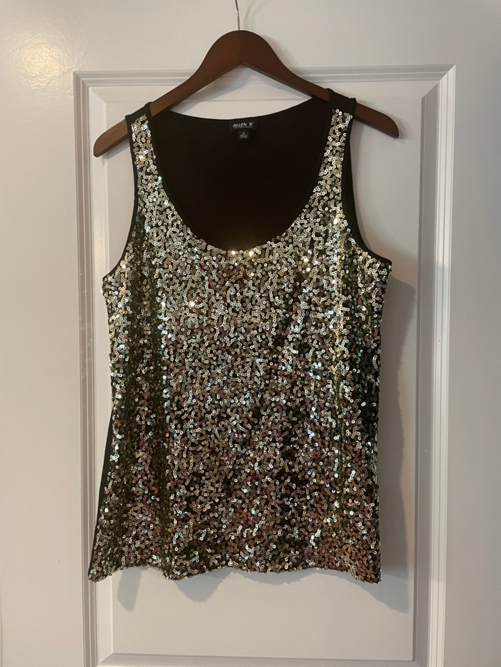 Allen B. By Allen Schwartz Gold Sequin Tank Top with Black Backing